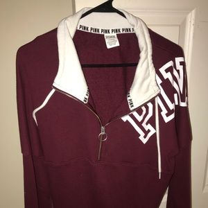 PINK HALF ZIP SWEATER